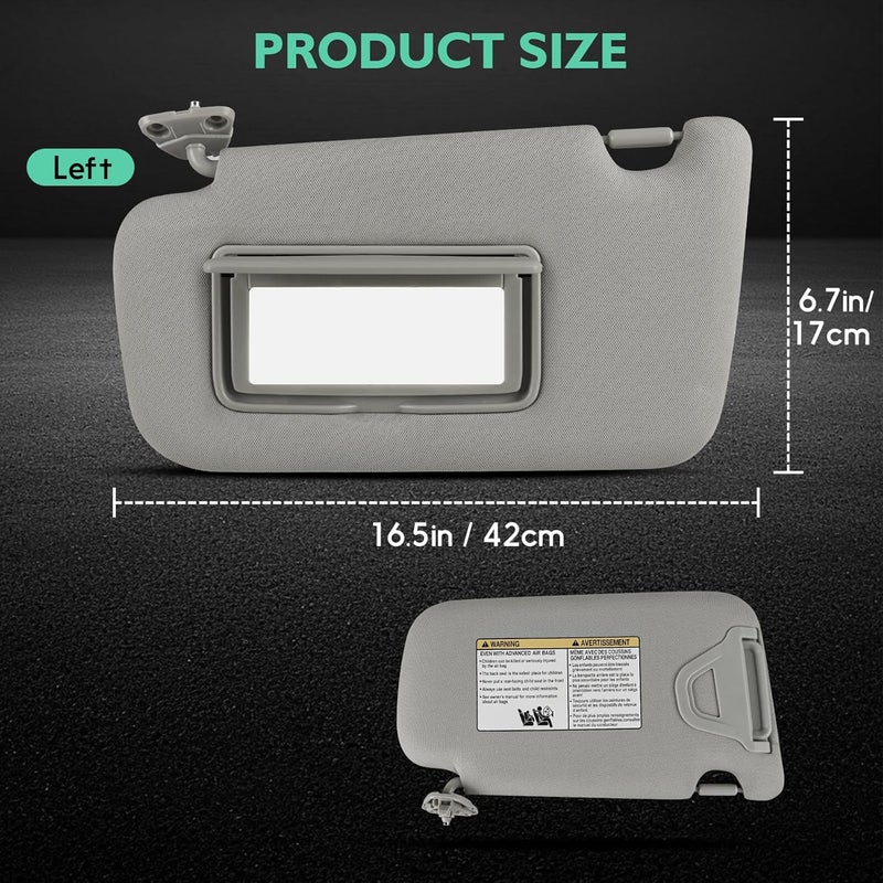 ItranMc Sun Visor Driver Side for Nissan Sentra 2013-2019,Without Light, Left Side Sunvisor with Mirror, Gray, Replacement#96401-3SG8A - Image 5